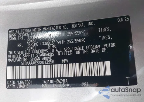 2025 Lexus Tx 350 Premium z USA, uszkodzony, nr VIN 5TDAAAA62SS013956